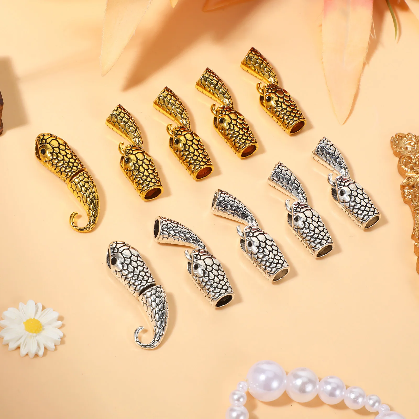 10Pairs رأس الأفعى مجوهرات المشابك دقيقة سبيكة أبازيم ل أساور يدوية القلائد الاكسسوارات الحرفية إغلاق الإصلاح