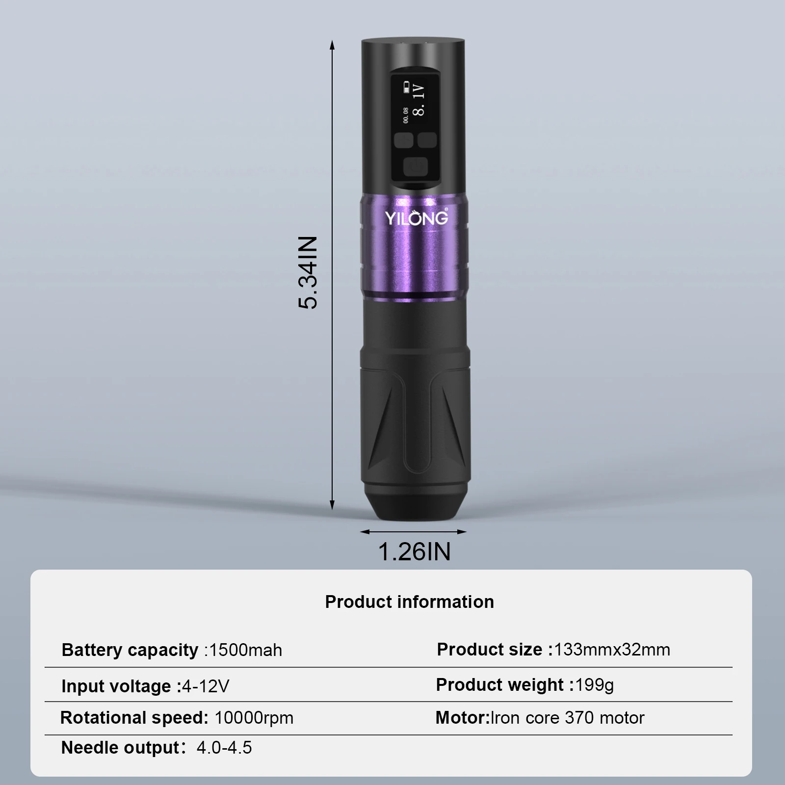 YILONG Kit Mesin Tato Profesional Lengkap Set Pena Mesin Rotary Nirkabel dengan Kit Pistol Tato Catu Daya 1500MAH