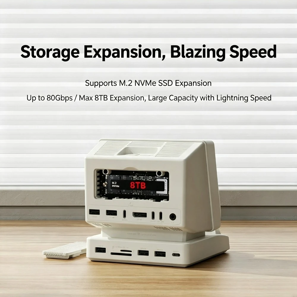 Wokyis I5 Macbook Docking Station Retro Expansion HD Display Screen Desktop 10Gbps Drive 8TB Hard Disk Interface Expansion Hub