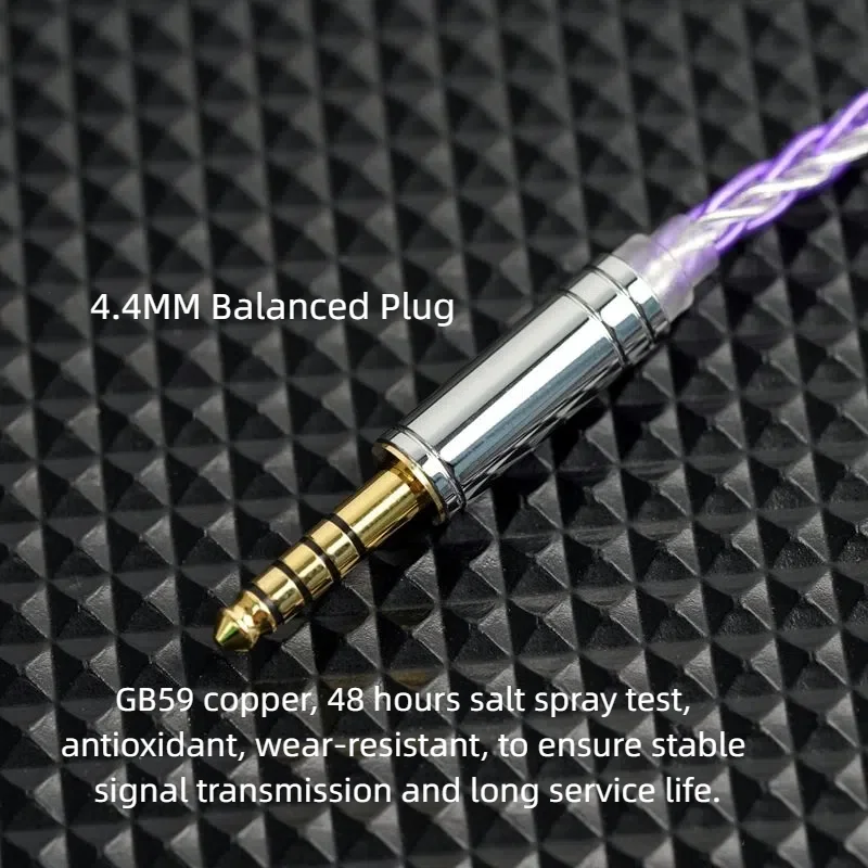 XINHS XH013 Lila-Silber 8-Core OCC versilbertes HiFi-Kopfhörer-Upgrade-Kabel für verschiedene Kopfhörer 0,78 2PIN/MMCX/KZ QDC – Detail 6