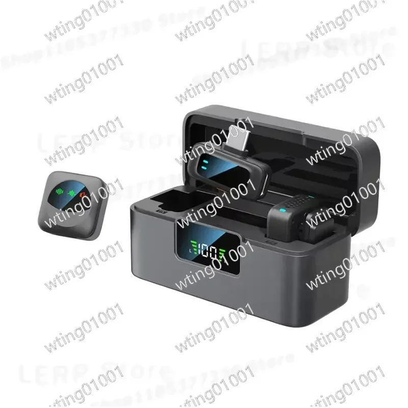 for Stereo Wireless Lavalier Mic Dual Channel Clip On Microphone for Vlogging Recording Clear Audio Noise Reduction Portable
