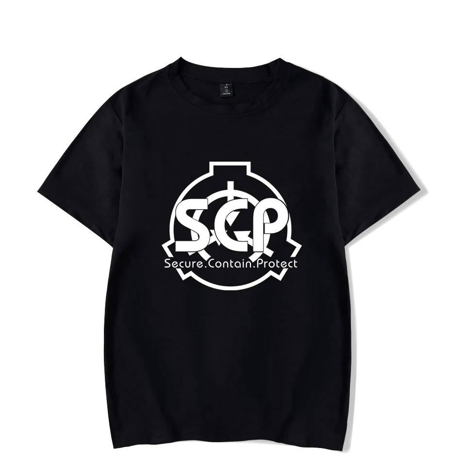 

SCP Foundation manga curta algodão camiseta para homens e mulheres, casual Harajuku streetwear, roupas de verão