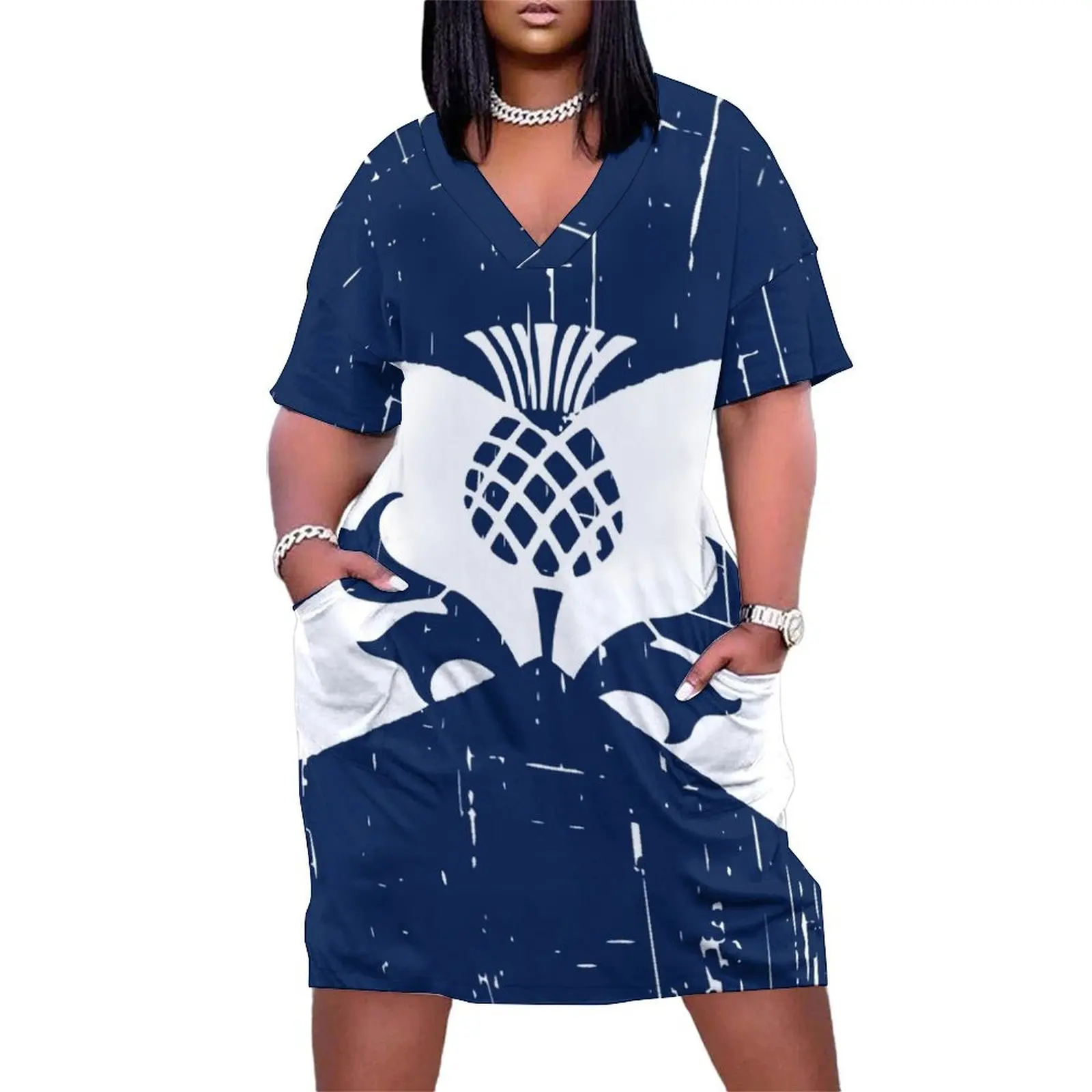 

Saltire Scottish Flag and Scottish Thistle Loose Pocket Dress dresses for official occasions long dress women summer
