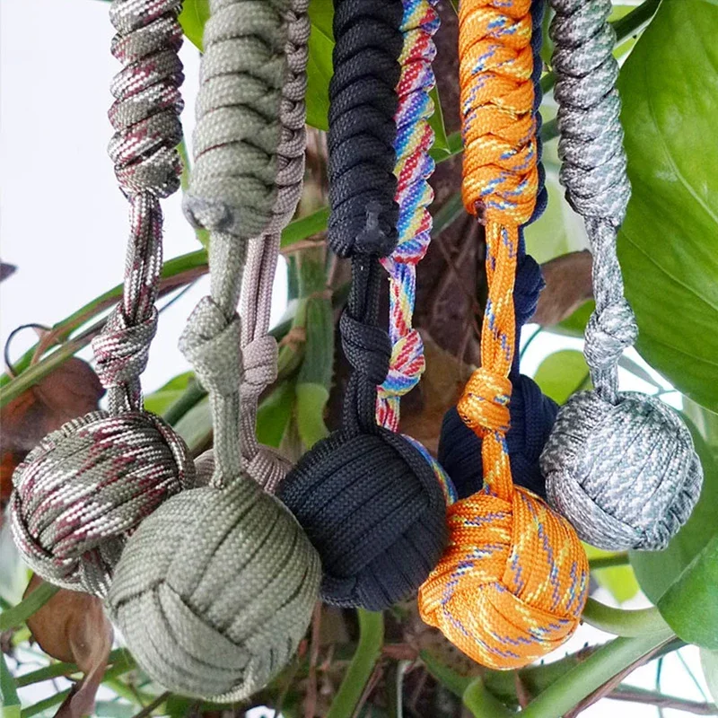 حماية أمنية خارجية، كرة فولاذية على شكل قرد سوداء للقبضة للفتيات تحمل الدفاع عن النفس، سلسلة مفاتيح بحبل للنوافذ المكسورة