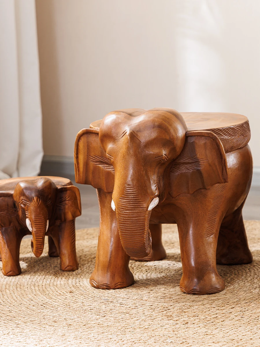 

Elephant l Solid wood household door shoe change Animal seat Children's small Creative wooden pier stool Low