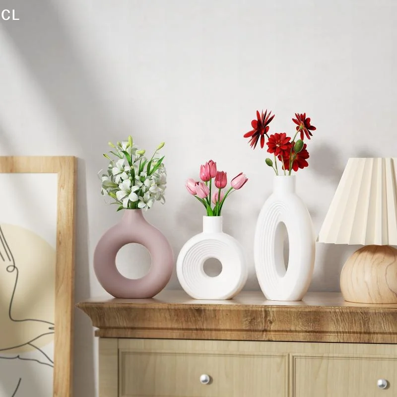 Nordic Donut Shape Vase Silicone Mold Flower Pot Mould Mini Flower Arrangement Vase Jar Plaster Resin Molds Home Decor
