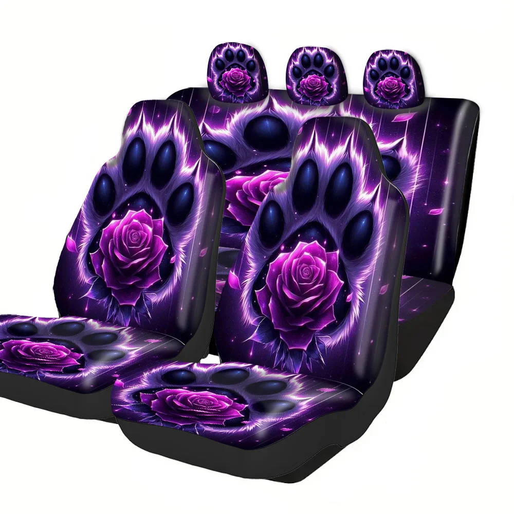 Car Seat Covers - Halloween Christmas New Year Easter Lucky Gift For Friends Premium Paw Print Rose Petals Design Fit For Cars