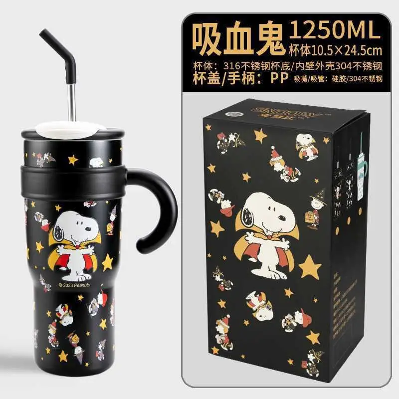 Kawaii Snoopy Charlie Brown Woodstock Cartoon Cute Dolls Large Capacity Insulated Mug Anime Plush Toys for Girl Birthday Gift