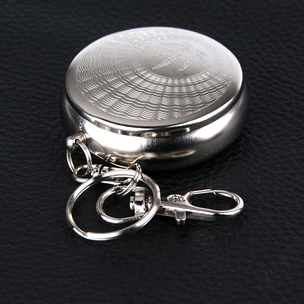

3Pcs Portable Ashtray Mini Pocket Travel Stainless Pattern Key Chain Latch Easy Carry Outdoor Activities