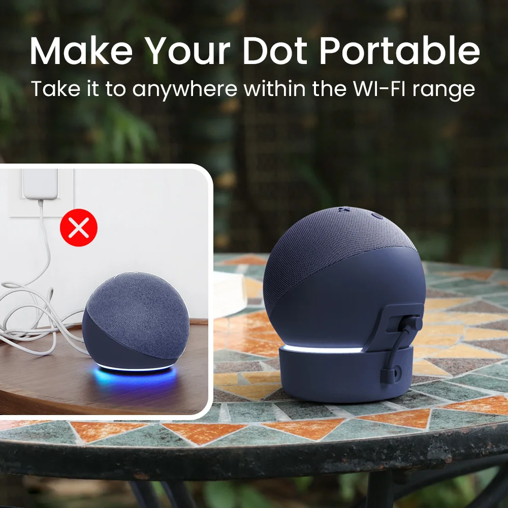 ฐานแบตเตอรี่5200mAh สำหรับ Echo dot 4/5th Gen Smart Alexa ลำโพงแบบชาร์จไฟได้พกพาสำหรับผู้ถือขาตั้ง4/5และ Gen