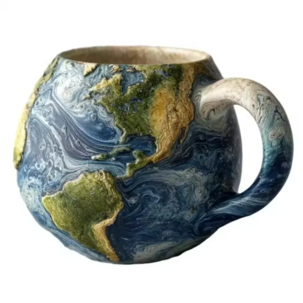 أكواب قهوة من الراتنج الكوني بين النجوم مجموعة أكواب على شكل سماوي قمر المريخ المشتري زحل نبتون أورانوس تصميم فريد من نوعه