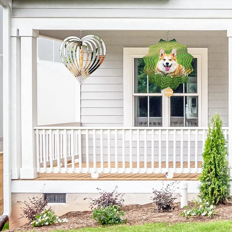 6Pcs Sublimation Wind Spinner Blanks 3D Wind Spinners Hanging Wind Spinners For Outdoor Garden Decoration D-8 Inch