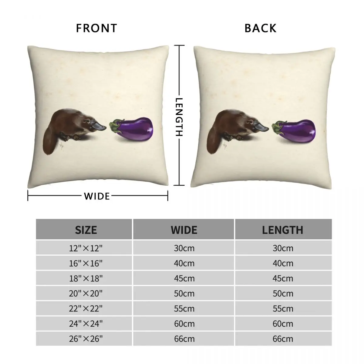 Platypus Makes A Friend Square Pillowcase Polyester Linen Velvet Printed Zip Decor Throw Pillow Case Car Cushion Cover