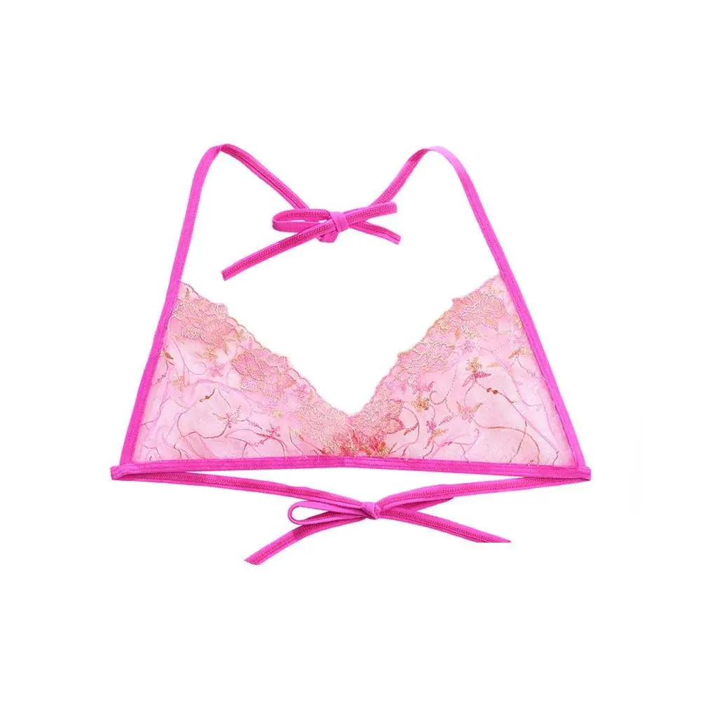 

Adjustable Transparent Flower Straps Open Back Bandage Women's Bras Underwear Embroidered Sexy Lingerie