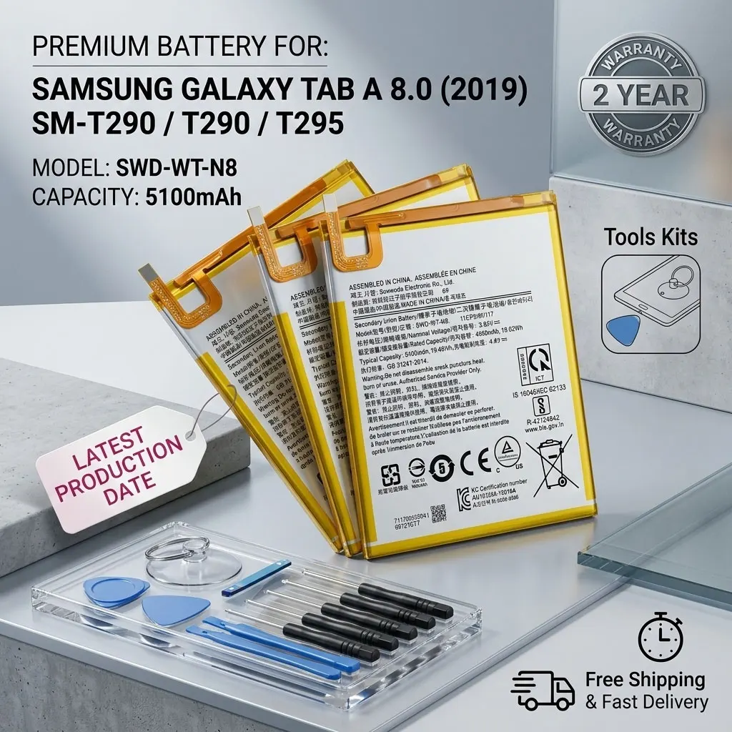 

Brand New SWD-WT-N8 5100mAh Replacement Battery For Samsung Galaxy Tab A 8.0 2019 SM-T290 T295 With Repair Tools