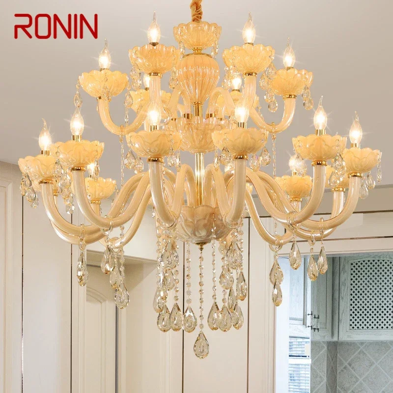 

RONIN European Crystal Pendent Lamp Candle Lamp Luxury Art Living Room Restaurant BedroomVilla Hotel KTV Chandelier