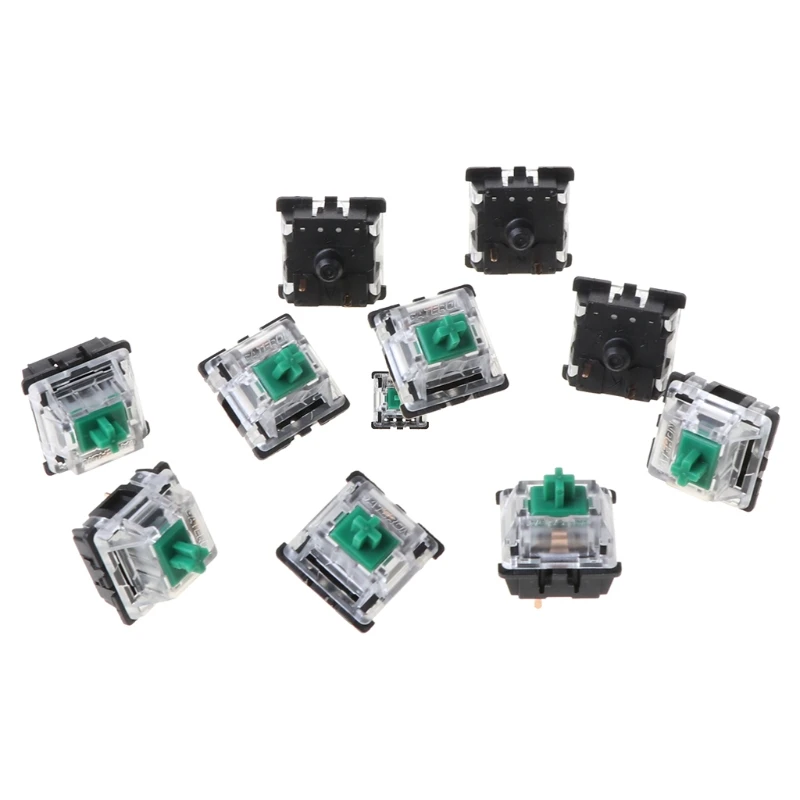 10Pcs Keyboard Gateron MX 3 Pin Green Switches Transparent for Case for Cherry MX Mechanical Keyboards