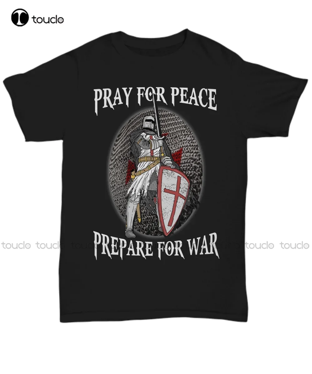 Christian Knight Templar T-Shirt For Men Pray Warrior Of God Tee Gifts Soldiers Green T Shirt Make Your Design Xs-5Xl Unisex New