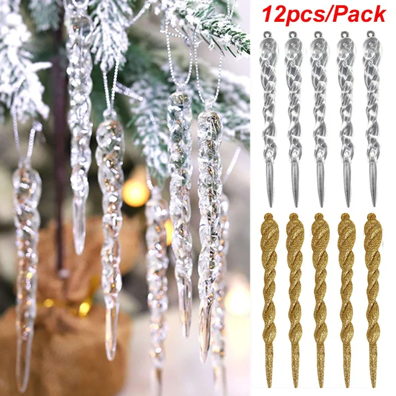 12pcs 13cm Simulation Eis tropfen Weihnachts baum hängen Ornament gefälschte Eiszapfen Requisite Neujahr Party Weihnachts bäume Behänge Dekorationen