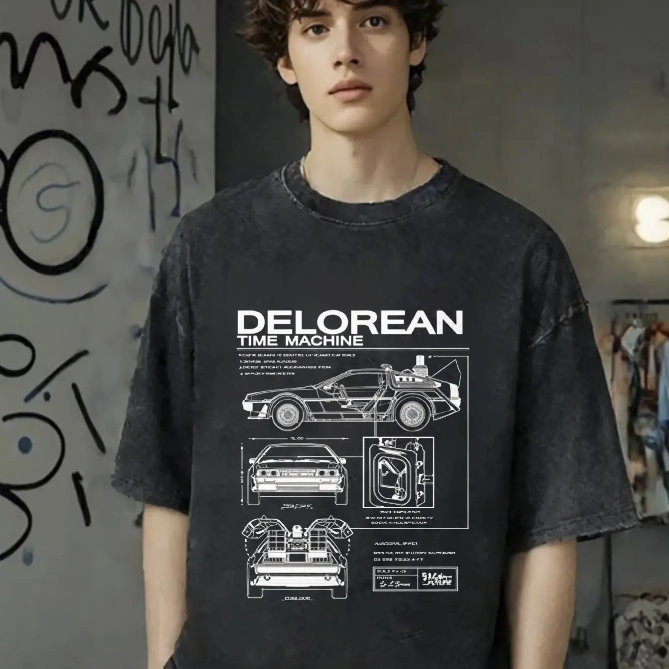 العودة إلى المستقبل Delorean التخطيط تي شيرت قميص مطبوع الرجال دراجة نارية القطن تي شيرت الصيف الرجال الهيب هوب تيز #2
