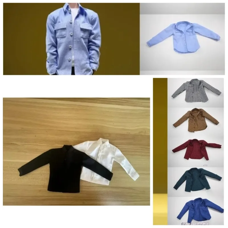 

JO23M-05 1/6 Scale Casual Long Sleeved Plaid Striped Shirt Combat Pants Trousers Clothes Model for 12" Male Soldier Doll Body
