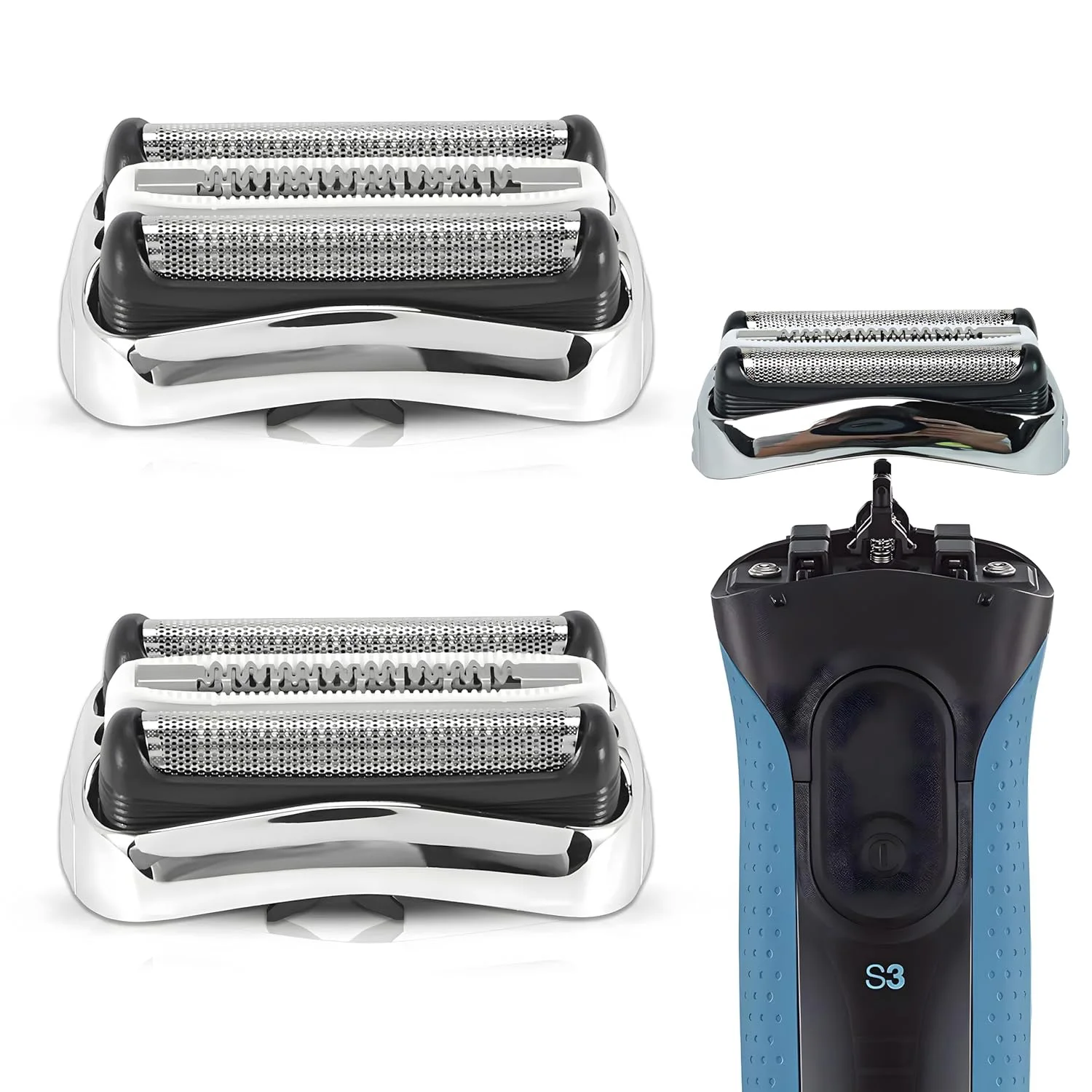 Cabezales de afeitadora de repuesto para Braun Series 3, cortador de lámina de cabezal de repuesto Compatible con Braun Razor 301s,310s,320s húmedo y seco