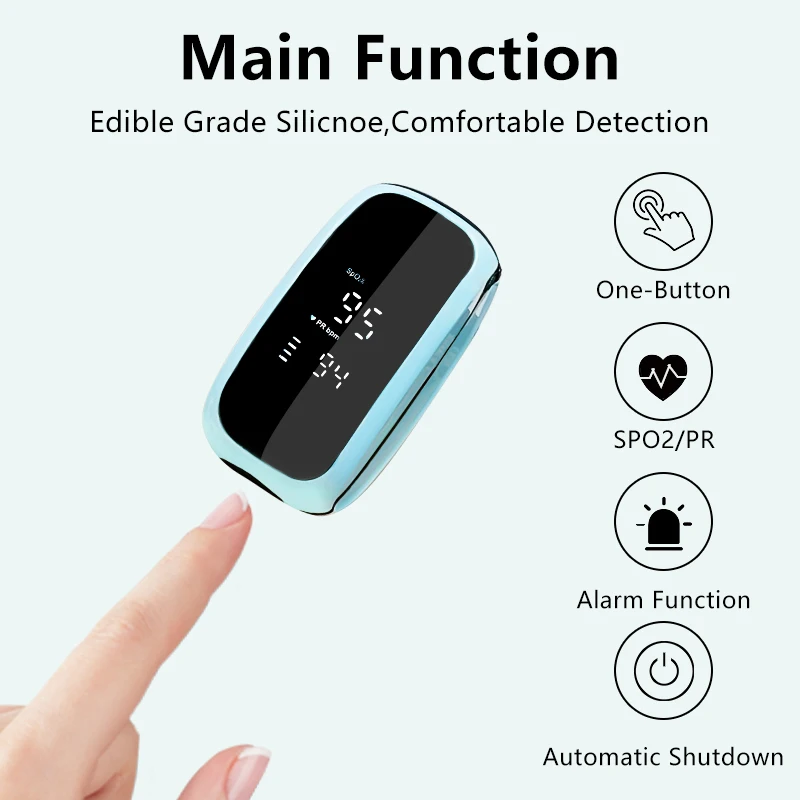 Rechargeable Medical Oximeter Strap Lanyard Fingertip Pulse Oximeter Blood Oxygen Saturation Monitor Digital LED Display Child