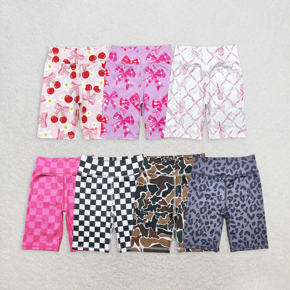 Wholesale Baby Girl Shorts Bottoms Sports Toddler Athletic Checked Bows Leopard Camo Clothing Kids Children Active Wear Clothes