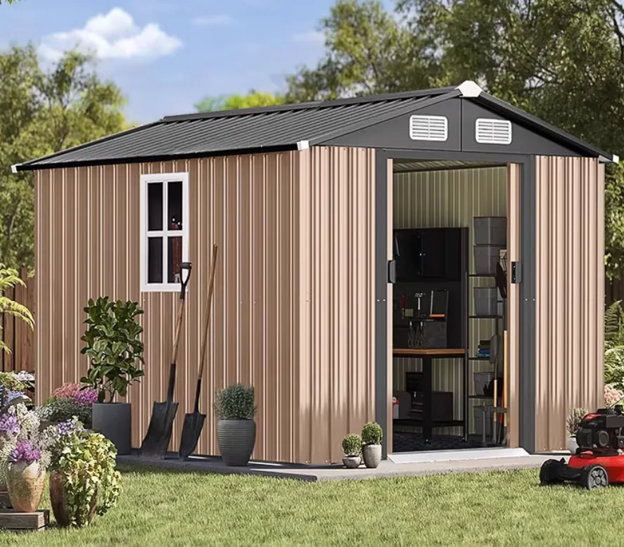 

Сарай для хранения на открытом воздухе, всепогодный садовый домик для инструментов, простая сборка для патио и заднего двора