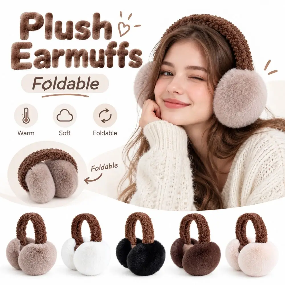 New Foldable Earmuffs Faux Fur Soft Ear Warmers Foldable Ear Covers Adults and Older Children