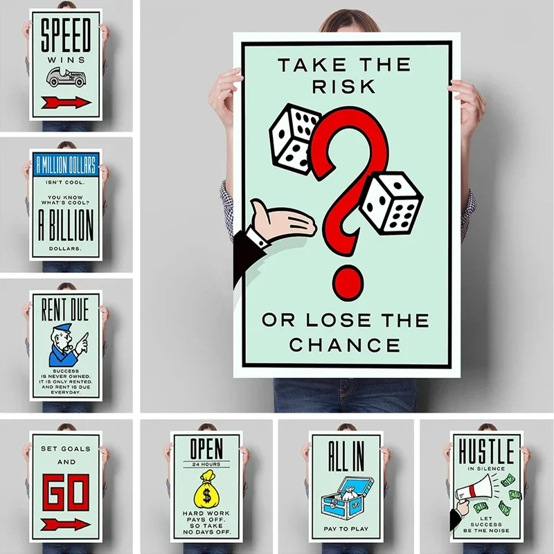 حائط لوح رسم الفن احتكار المليونير الدولار المال المشارك الكرتون الشكل تحفيزية إقتباس غرفة صورة للديكور المنزل #2