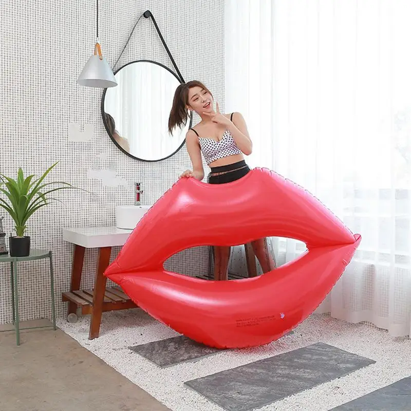 

Red Lips Pool Float Inflatable Lip Shaped Floating Bed Lounger Multipurpose Red Lips Pool Floats Smooth And Comfortable For