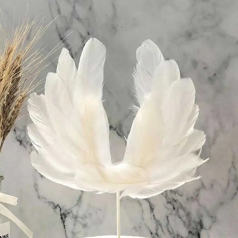 Angel Feather Wing Cake Topper Wedding happy birthday Party cake topper decoration Baking Dessert Cake Top Decoration supplies