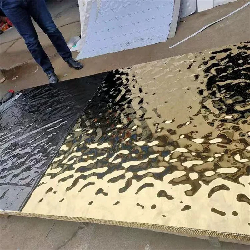 Stainless steel silver mirror water ripple board decoration rectangular arc customized black