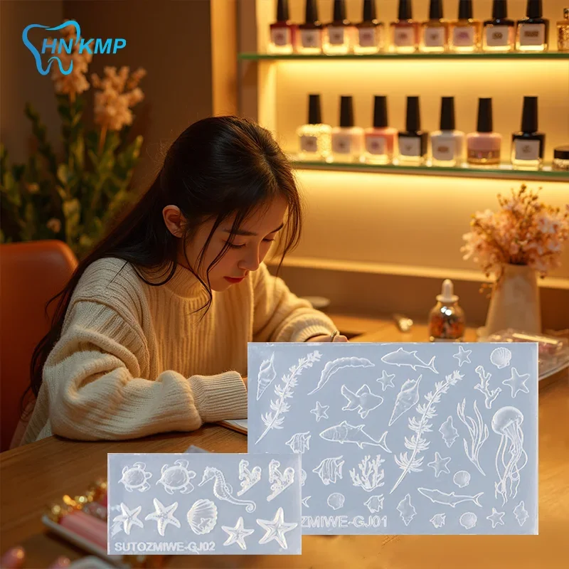 3D Silicone Carved Shell Conch Nail Art Mold Ocean Style Soft Silicone Nail Design Template DIY Nail Accessories For Salon