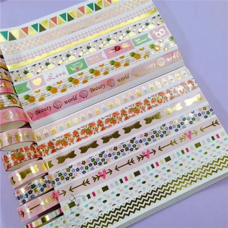 Washi Masking Tape Set, Sticky Paper, Decoração DIY, Escritório, Material Escolar, Papelaria, Scrapbook para Conta Mão, 12Pcs