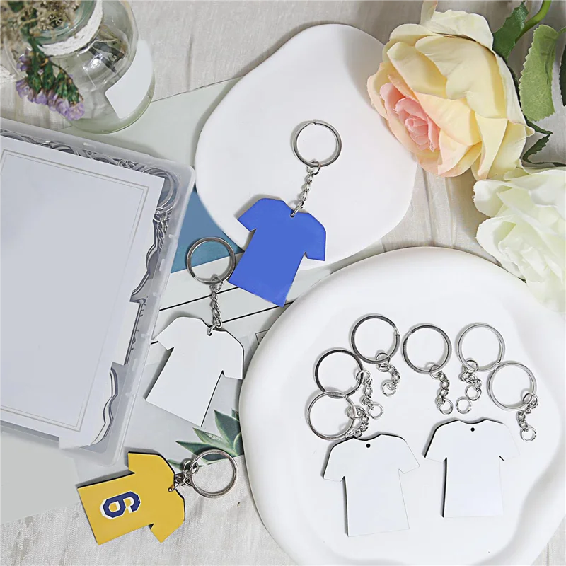 

A27F-144Pcs Sublimation Keychain Blanks Bulk - Sublimation Blanks Keychain With White Protective Film - MDF Sports Keychain