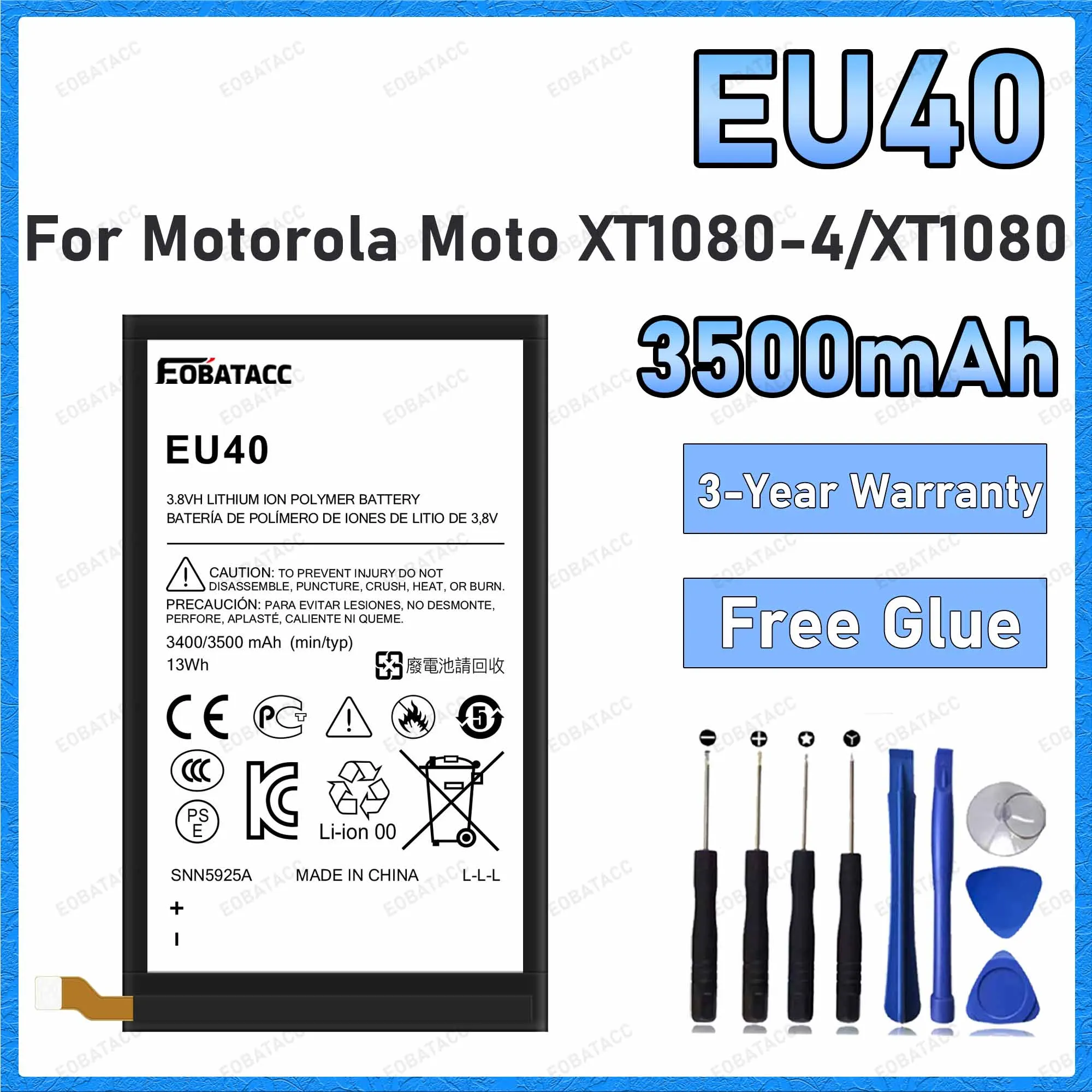 100% New High Quality 3500mAh EU40 Battery For Motorola Moto XT1080-4/XT1080 Batteries+Free Tools