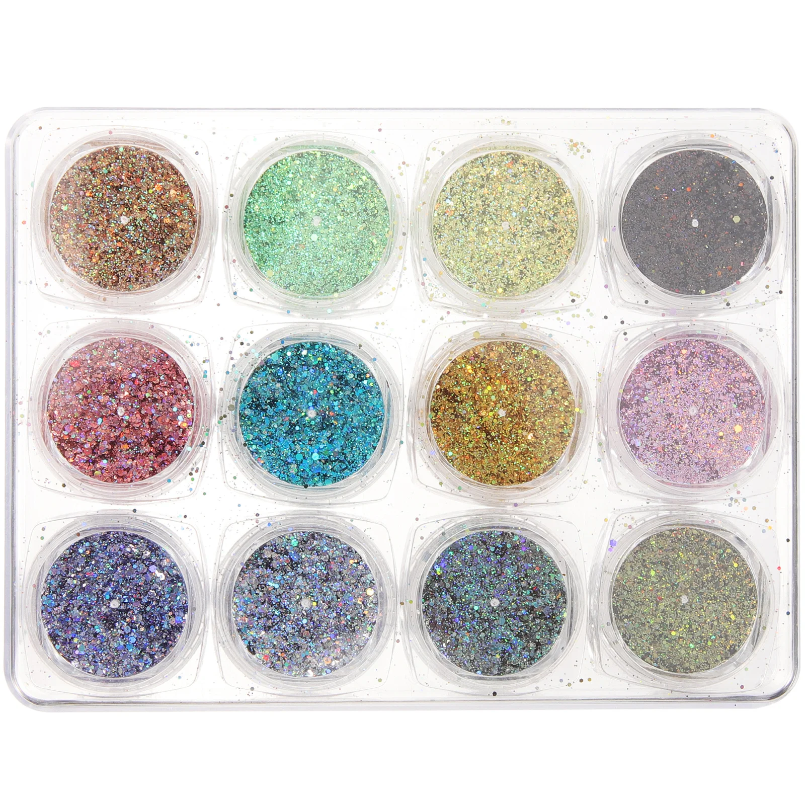 12 caixas de glitter para unhas, flocos para unhas acrílicas, rosto, corpo, maquiagem, festival, decorações rave, glitter grosso