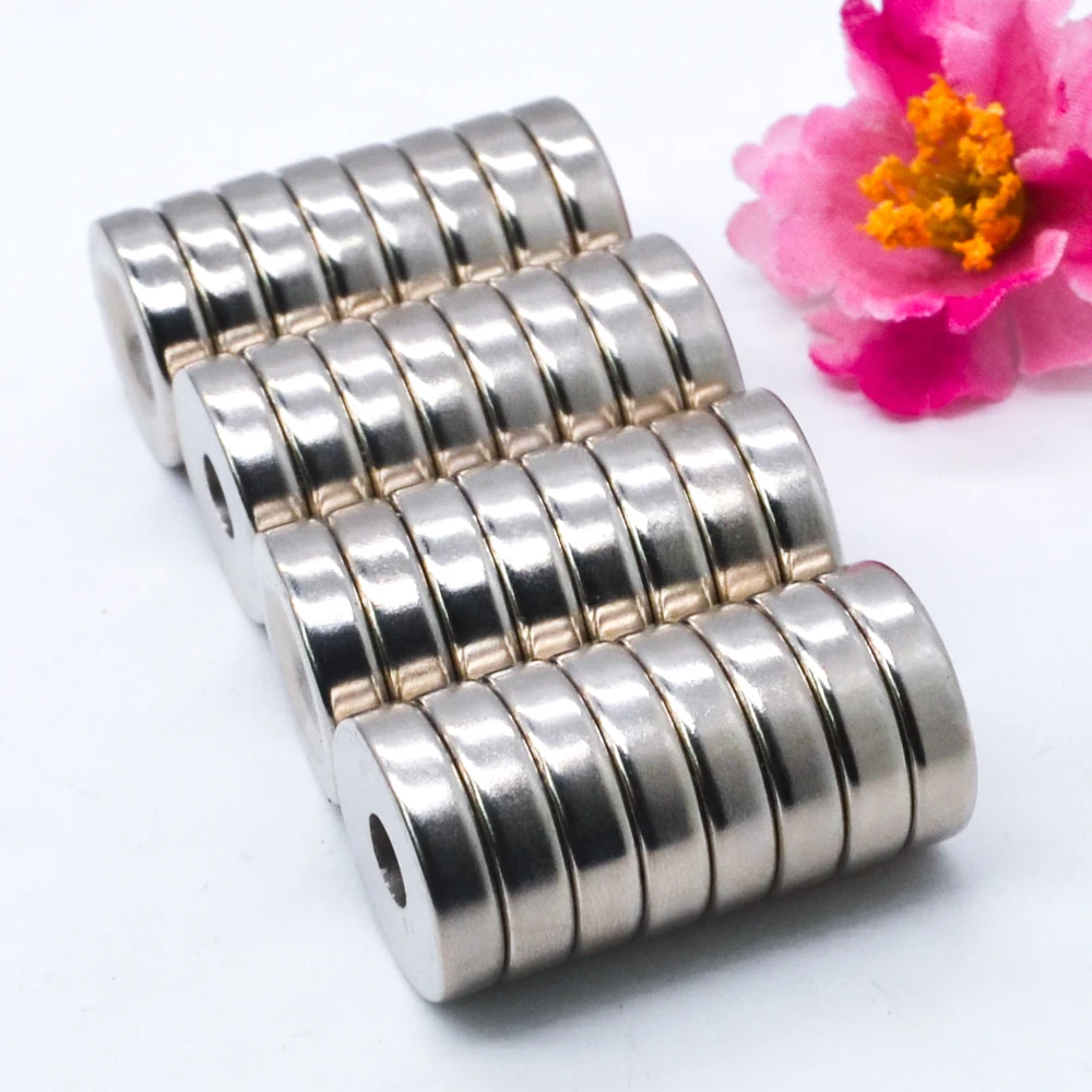 1-100pcs magnet strong magnetic patch NdFeB strong magnet round perforated strong NdFeB small magnet 20 * 5mm with hole 5mm  NEW