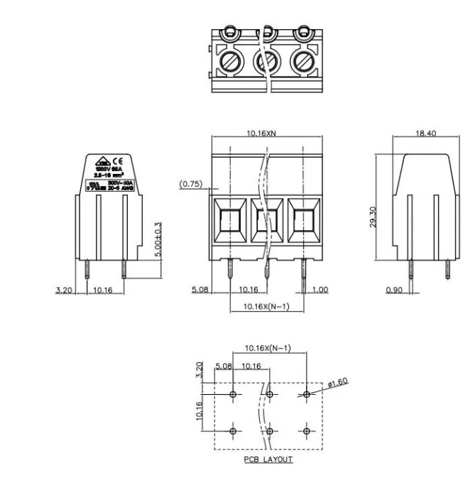 KF135T 10.16 2P 3P PCB UNIVERSAL SCREW TERMINAL BLOCKS DG135T 10.16mm 2PIN 3PIN MKDSP 10N/ 2-10,16 1773976