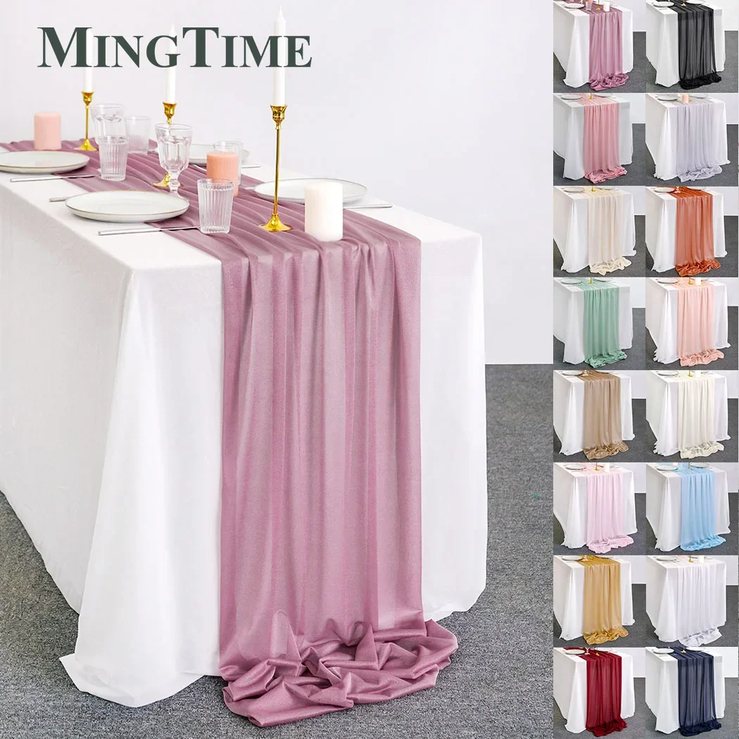 

Chiffon Table Runner Blue Rustic Boho Wedding Bridal Shower Birthday Christmas Decoration