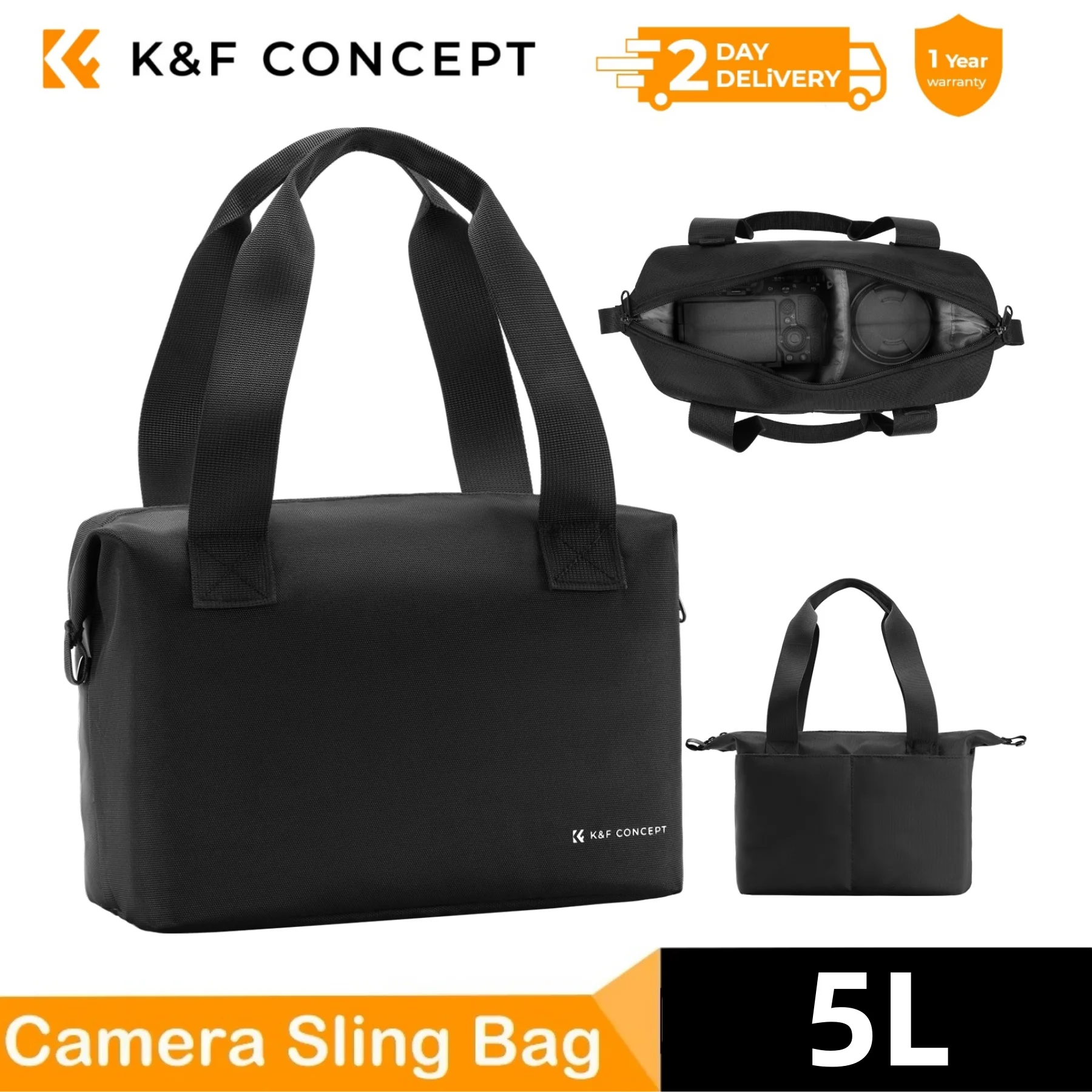 

K&F Concept 5L Camera Sling Handbag Hand Carrying Photography Bag Universal Lens Handle Bag for Sony Nikon Canon DSLR/SLR Camera