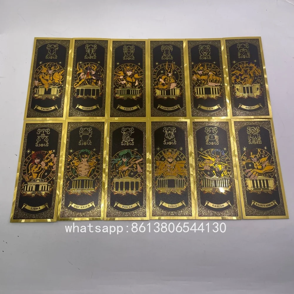 Saint Seiya 12 Zodiac Signs Gold Cards Gold Cards Premium Anime Collectible Souvenir Gift for Fans