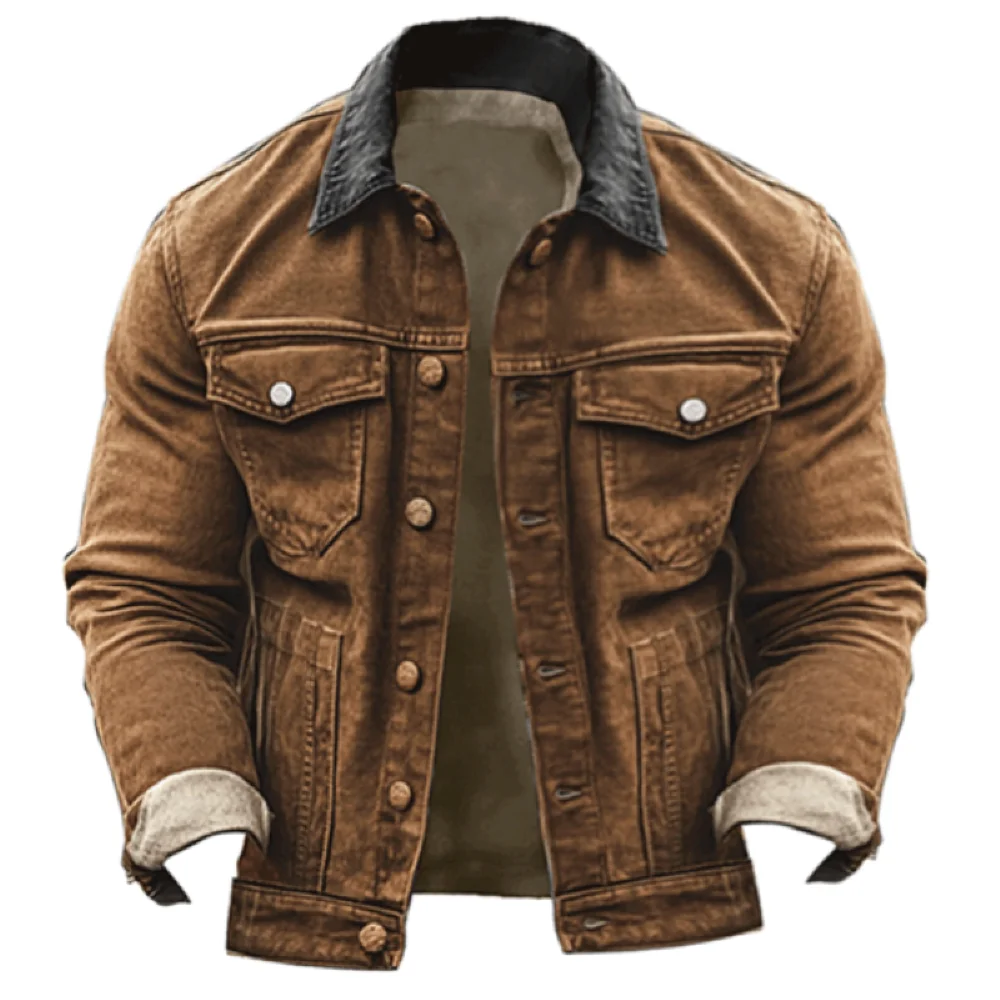 Mens Vintage Corduroy Jacket Distressed Splicing Contrast Color Aviator Bomber Windproof Winter Workwear Military Coat
