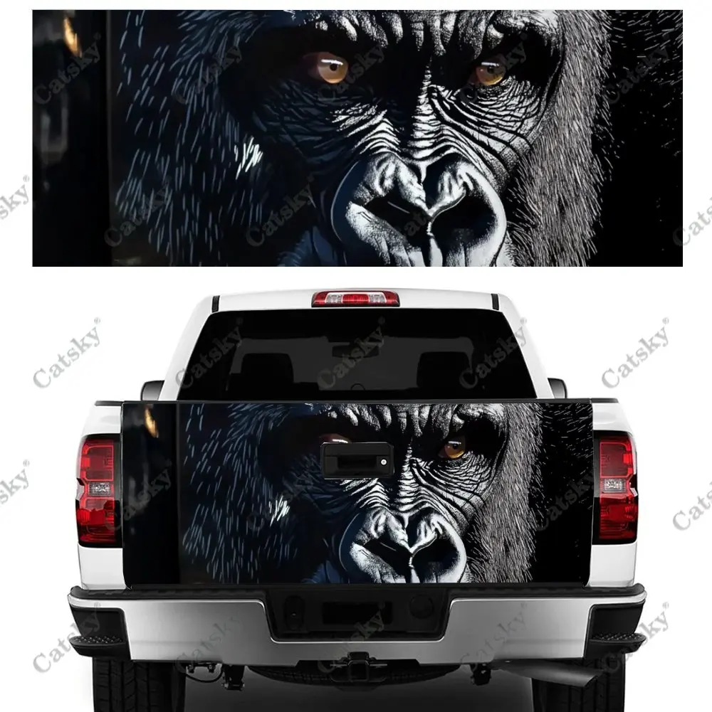 Sad Chimpanzee Animal Print Car Tail Trunk Protect Vinly Wrap Decal Auto Accessories Hood Decoration Sticker for Off-road Pickup