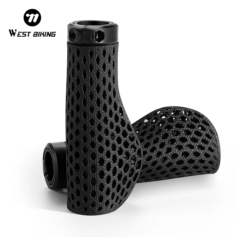 AliExpress West Biking WEST BIKING 3D Printed Bike Grips Ergonomic MTB Handle Grip Breathable Shock Absorption Bike Handlebar Grips Bicycle Accessories