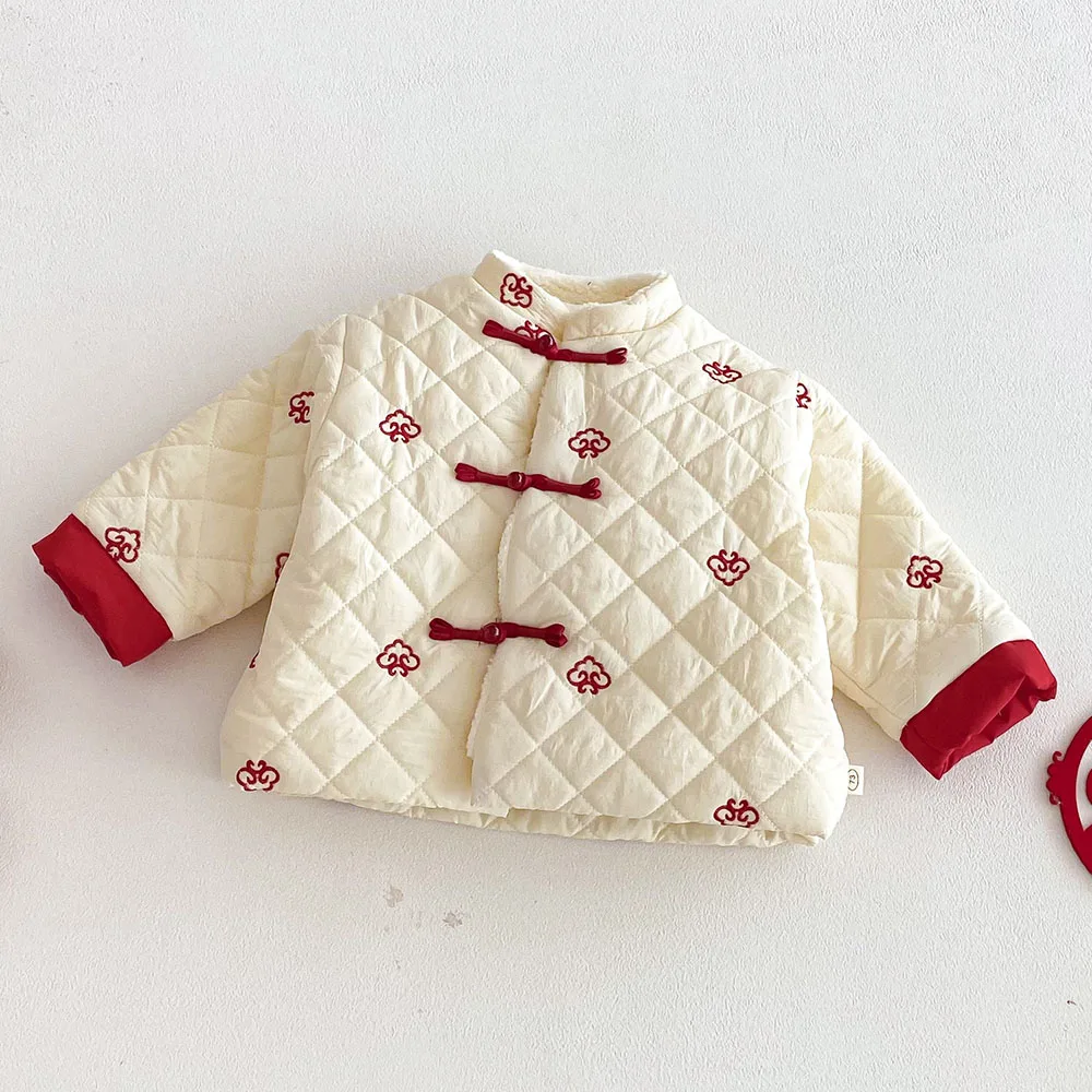 معاطف شتوية للفتيات من الصوف ملابس صينية تقليدية دافئة سترات خارجية للأطفال الصغار لعيد الميلاد ورأس السنة الجديدة #4
