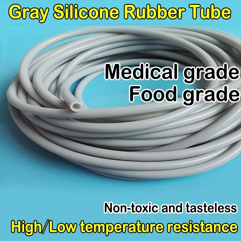 Food Grade Gray Silicone Tube Gel Flexible 1 Meter dia. 3 4 5 6 7 8 10 12 13 14 15 16 19mm Beer Milk Rubber Hose Pipe Soft 1M