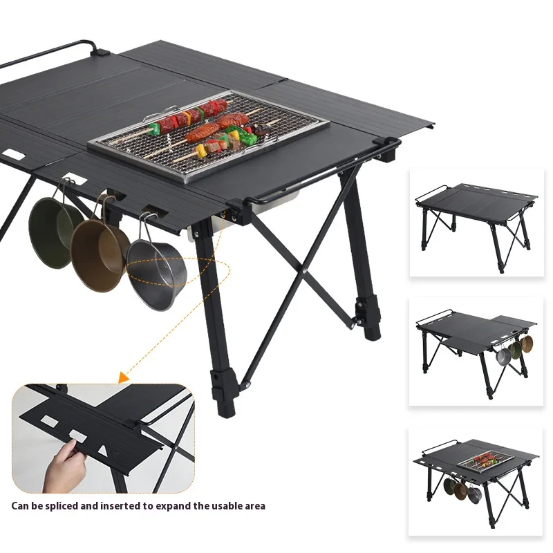 Picnic table, aluminum outdoor collapsible expansion barbecue table